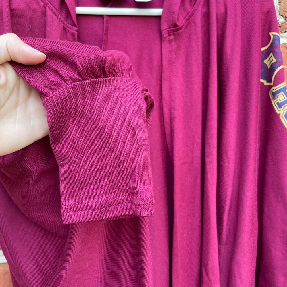 Harry Potter Cardigan Burgundy Red "Hogwarts" Hood Lightweight - Picture 7 of 10